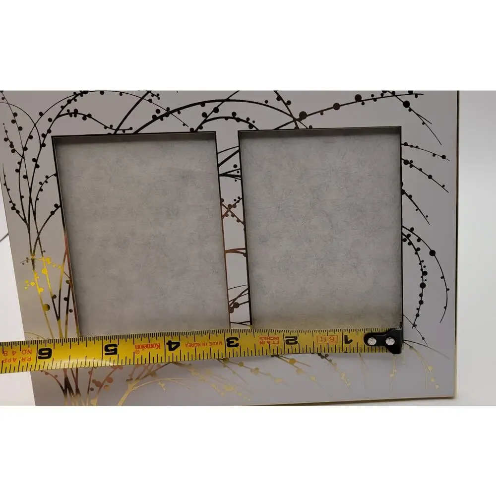 MCM white and gold double picture frame